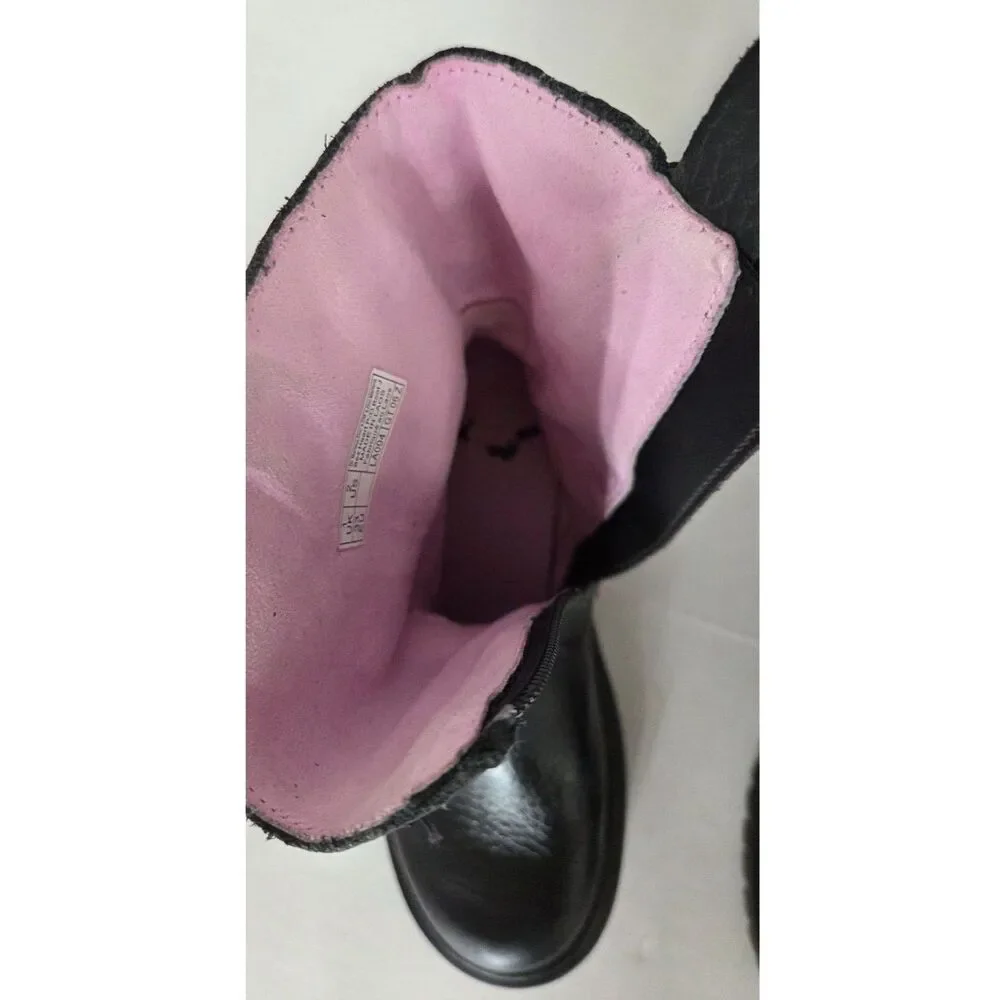 Dr. Martens Bex Heart Girls Boots Size 2 Black Pink Zip